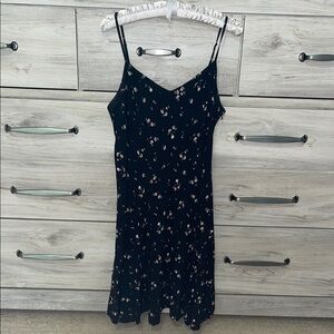 Old Navy Black Floral Spaghetti Strap Flowy Dress